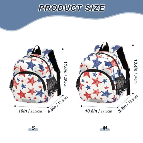 4th Of July Stars Toddler Backpack for Girls Boys 3-6, Kids Backpack with Leash, Preschool Kindergarten School Bag Mini Backpack for School Travel2