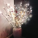 DK177 6 Pack Led Branch Light Battery Operated Lighted Branch Vase Filler Willow Tree Artificial Little Twig Power Brown 30 Inch 20 LED for Home Romantic Decoration, White