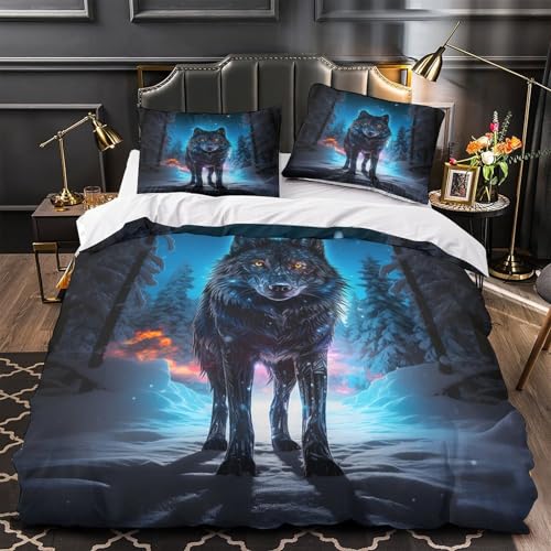 Housse de couette loup ultra douce en microfibre imprimée en 3D
