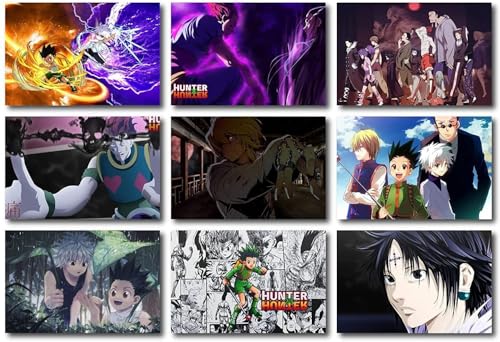 Image of ATEVON Hunter Anime Wall Poster Set - Pack of 18 Unframed 6x4 inch Prints | Wall Collage Kit Featuring Gon Freecss Killua Zoldyck Kurapika Isaac Netero | Aesthetic Anime Decor for Bedroom & Dorm