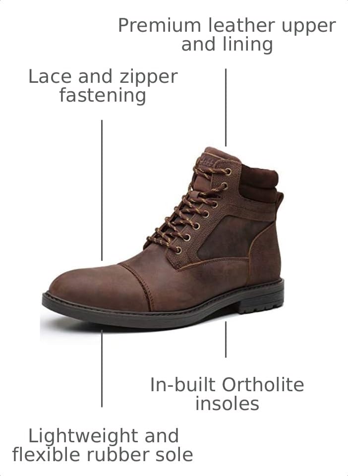 Image of Arkbird Mens Chelsea Boots, Stylish and Comfort Leather Chukka Ankle Boots with Zipper