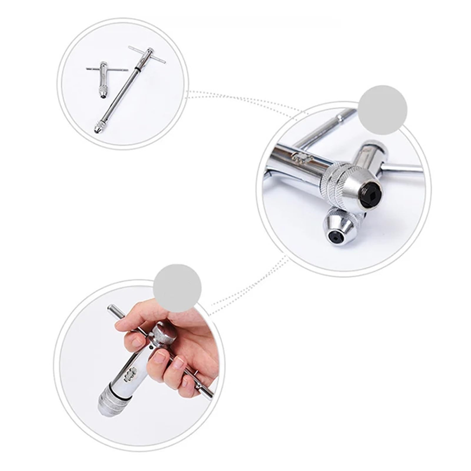 Llave for roscar con trinquete ajustable for tamaños M3, M8 y M5, con mango en T deslizante y bloqueo for uso en espacios estrechos(M5-12)