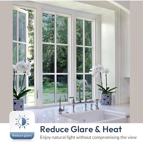 Image of CREON One Way Mirror Film Daytime Privacy Heat Control Reflective Glass Covering Anti UV Solar Film Static Cling House Window Tint II Silver (20 inch x 55 inch Inch)