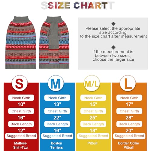 Image of Mihachi Dog Sweater - Winter Coat Apparel Clothes with Colorful Stripes for Cold Weather