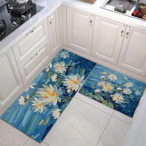 Juego de alfombras de cocina lavables y de diseño abstracto para un suelo impecable 5