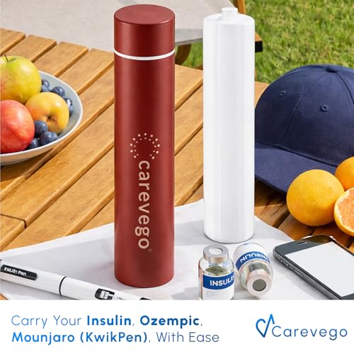 Image of MiniGo 16H Single Pen Insulin Cooler Travel Case with Biogel Ice Pack- Diabetes Organizer and Medicine Cooler Compact Travel Case (Mahogany)
