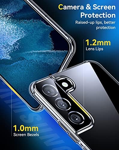Humixx Crystal Clear Samsung Galaxy S22 Case, [Never Yellow] [Mil-grade Shockproof Protection]Soft Slim Fit Transparent Case with TPU Bumper, Protective Silicone Airbag Cover for Samsung S22 5G 6.1