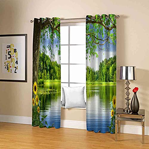 Rideaux occultants 100% polyester isolant thermique phonique forêt 3D