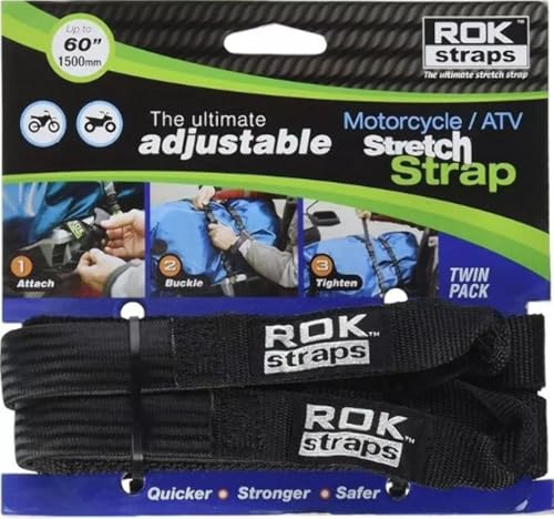 ROK Straps ROK-10025 Black 18 - 60 Motorcycle/ATV Adjustable Stretch Strap