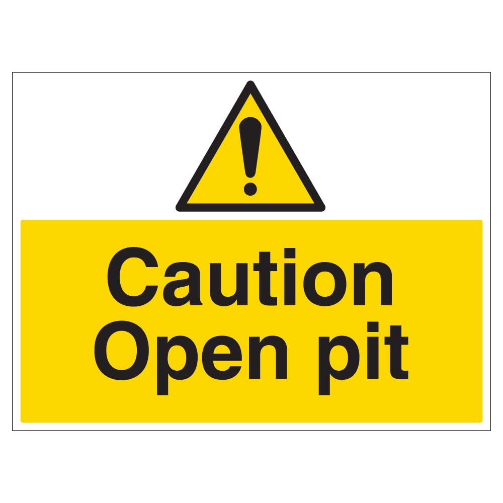 V Safety Caution Open Pit - Large Landscape 400 x 300 mm Safety Sign