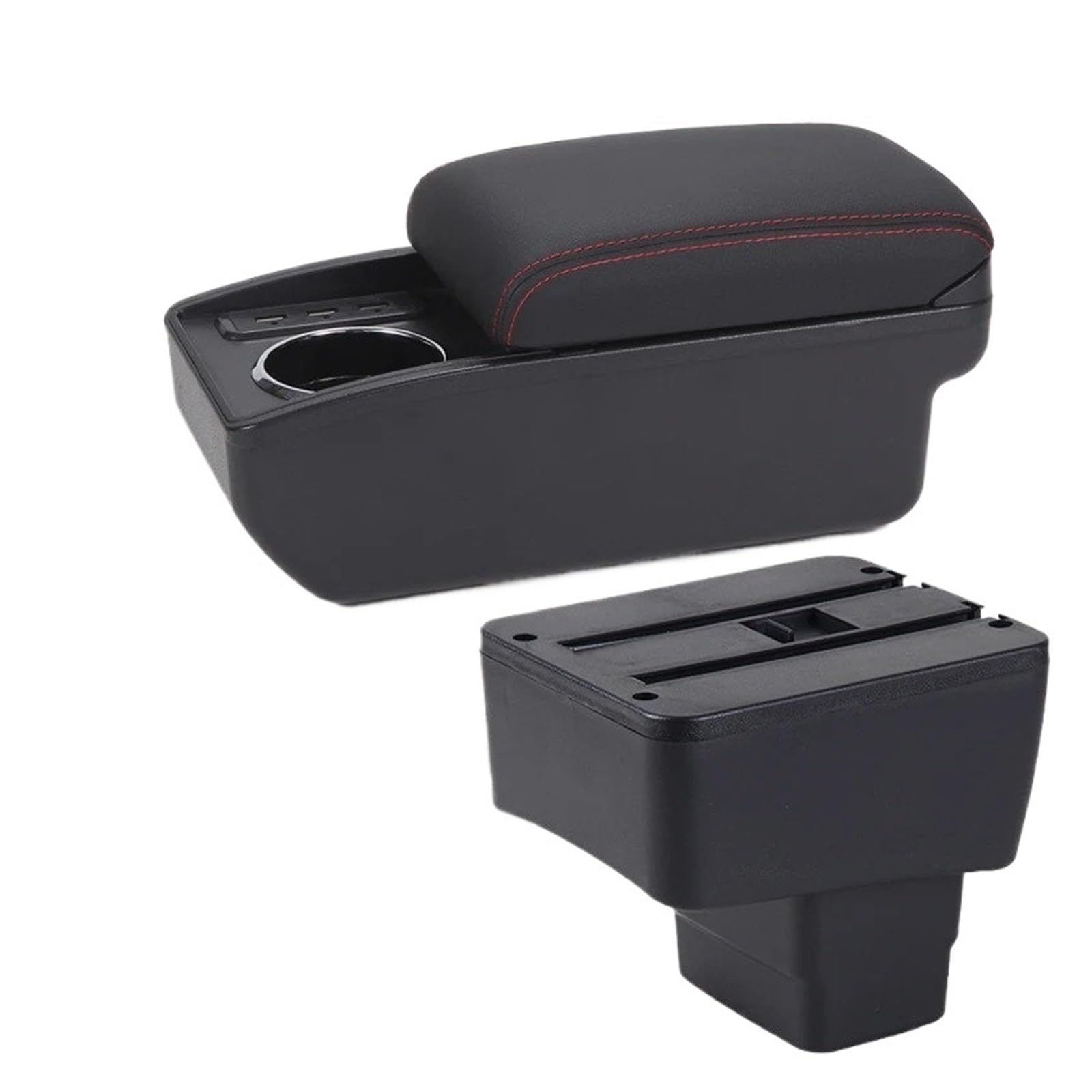 Hguvsjd Armrest Box For Mazda 2 II For CX-3 For CX3 Armrest Storage Box Retrofit Dedicated Interior Accessories Car Armrests(B Black red 6USB)