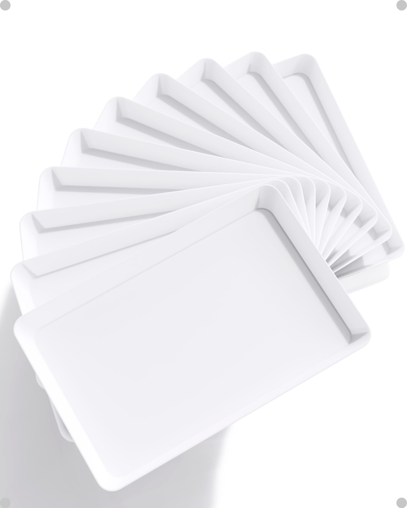Lifewit Plastic Serving Tray for Party Supplies, 15" x 10" White Trays for Serving Food, Reusable Large Platter for Buffet, Fruit, Dessert, Snack, Veggie, Kitchen and Outdoor Use, Rectangle, 10 Pcs