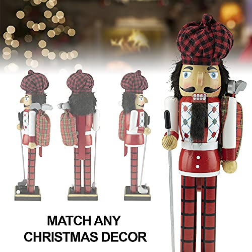 Clever Creations Schwarzer Golfer Traditioneller Nussknacker aus Holz, 40,6 cm, festliche Weihnachtsdekoration für Regale und Tische – Ansicht 4