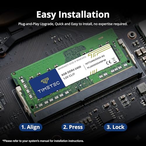 Image of Timetec Premium 8GB DDR4 2400MHz (PC4-2400T) PC4-19200 SODIMM Laptop RAM - 260-Pin 1.2V CL17 Non-ECC Unbuffered Memory Module for Laptop, Notebook, Mini PC, All-in-One