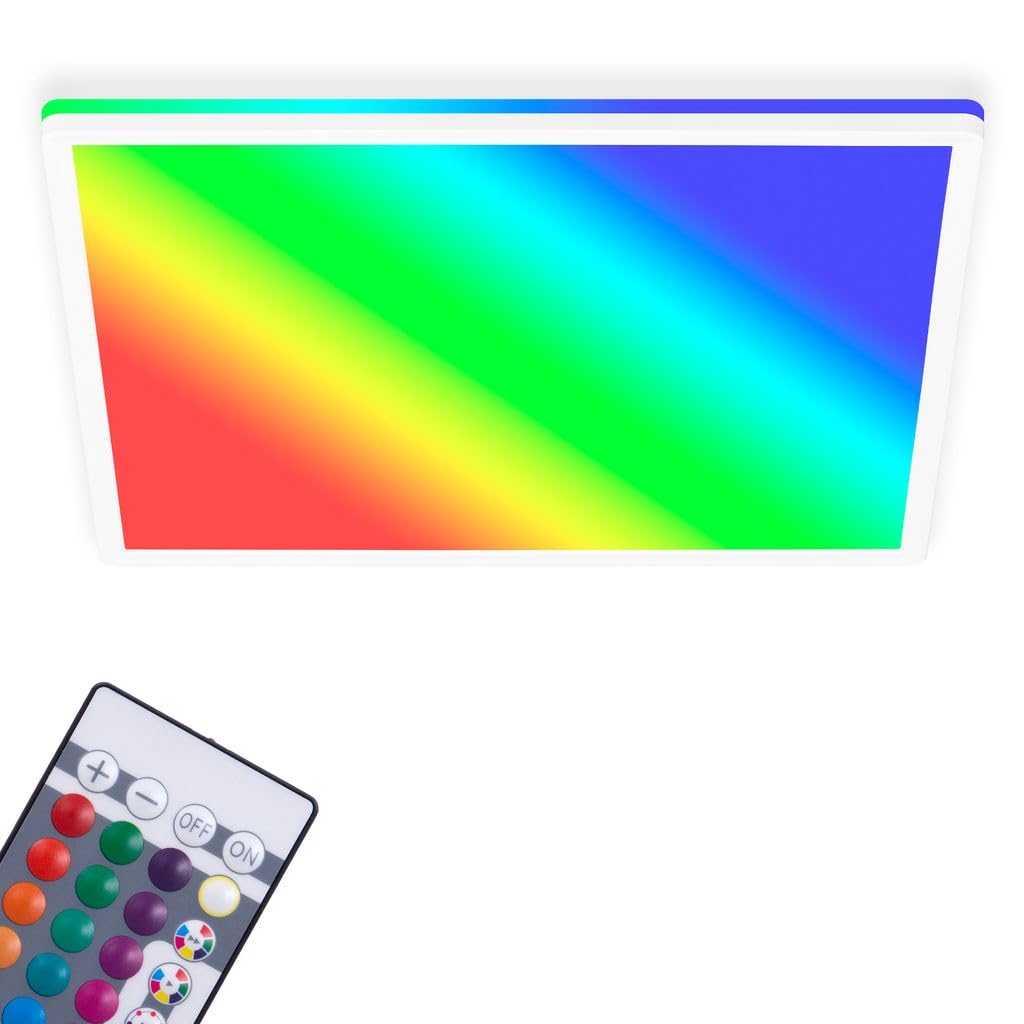 BrilonerLeuchten LED Panel, dimmable Light, Ceiling lamp, RGB, Colour, Backlight, incl. Remote Control, 22 watts, 2,700 lumens, 4,000 Kelvin, White, 420 x 420 x 28 mm (D x H)