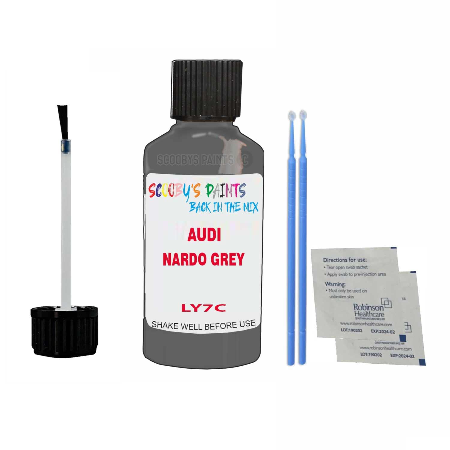 Scoobys Paints Back In The Mix Nardo Grey Touch Up Paint For Audi Rs 4 Ly7c 2013-2022 30Ml Bottle Brush Scratch Stone Chip Repair Pen
