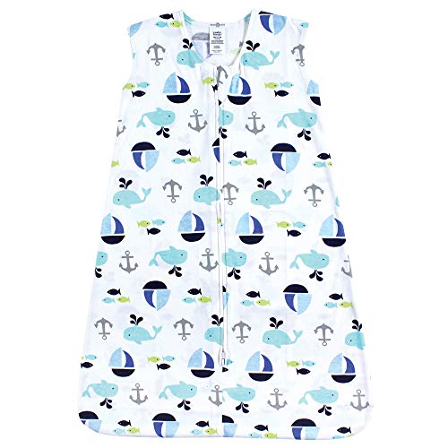 Image of Luvable Friends Unisex Baby Sleeveless Jersey Cotton Sleeping Bag, Sack, Blanket, Ocean Jersey, 0-6 Months
