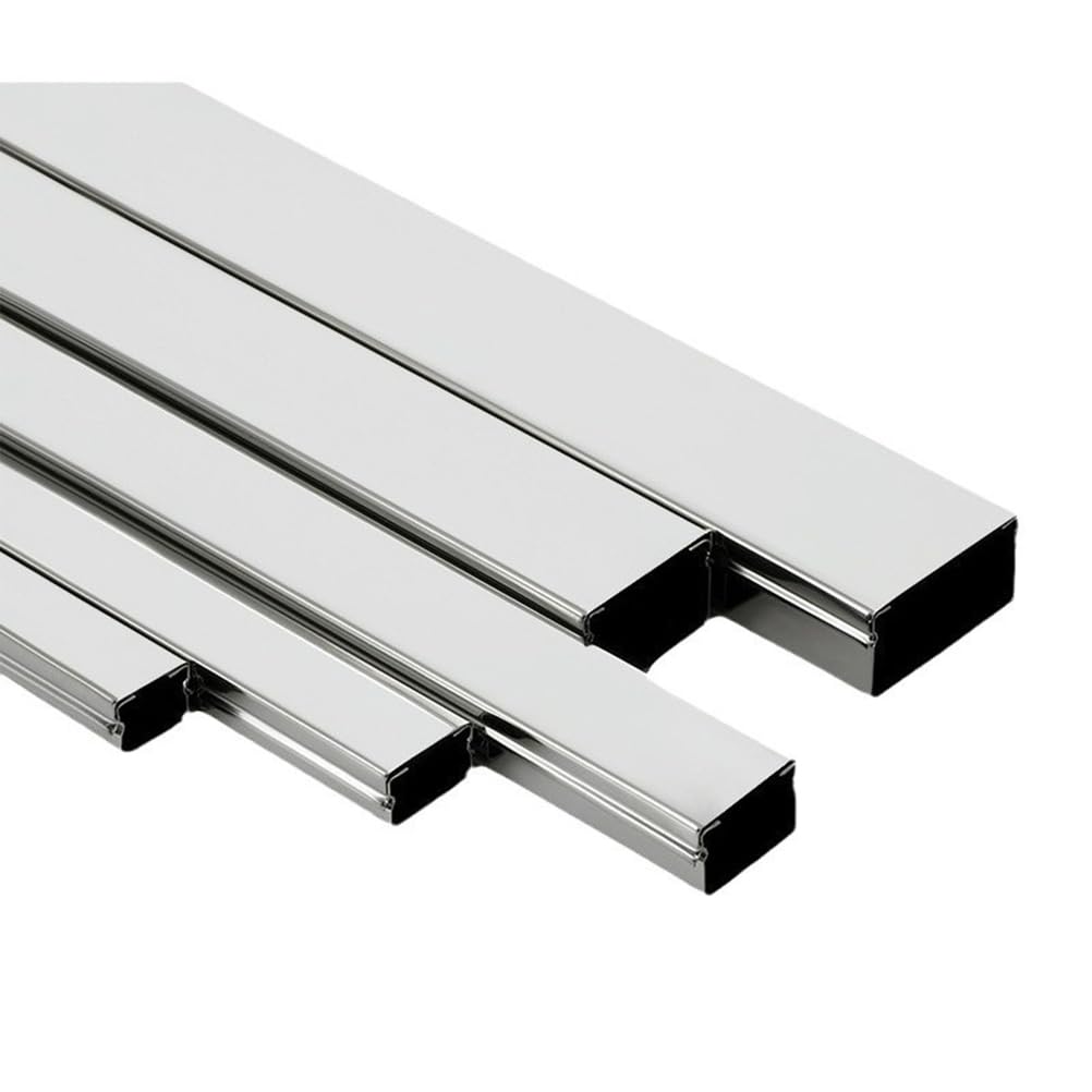 Edelstahl-Kabelkanal, Kabelschutz-Kabelabdeckung for Innen/Außen/Garage/Lager, robust, trittsicher, 2 m(100x50x0.8mm)