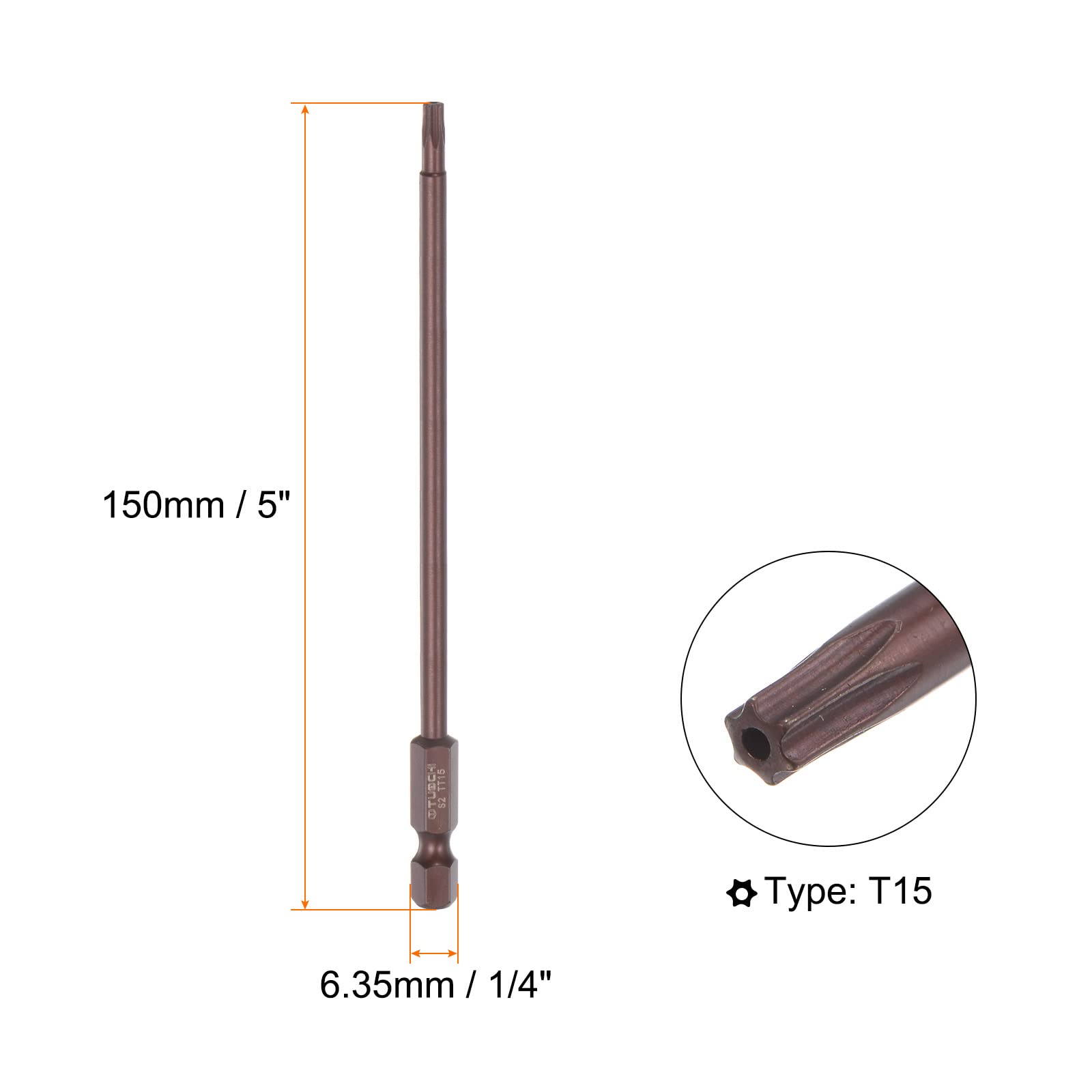 HARFINGTON 5pcs T15 Torx Bit 1/4
