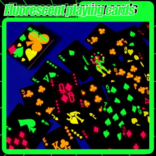 Cartas de Póker fluorescentes caja negra 54 cartas miniatura 3