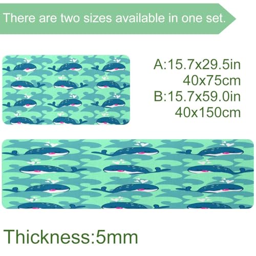 Tapis de cuisine antidérapants motif baleines pour sécuriser et égayer les sols glissants