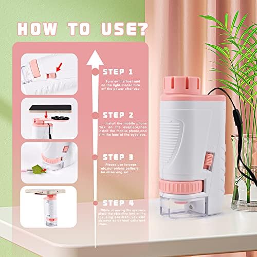 Pocket Microscope for Kids - Portable Mini Microscope 60x-160x with LED Light, Handheld Microscope for Kids and Students Microbiological Observation Learning, Surprise Gift for Children's Day(Pink) 3 51mK9WL8VSL. AC