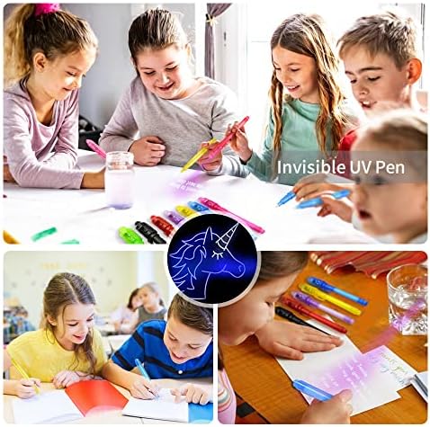 iZoeL 28pcs Invisible Ink Pen Secret Pen with UV Light, Invisible Writing, Invisible UV Pens Detective Birthday Party Accessory Party Bags Filler - Boy Kid Girl (28)