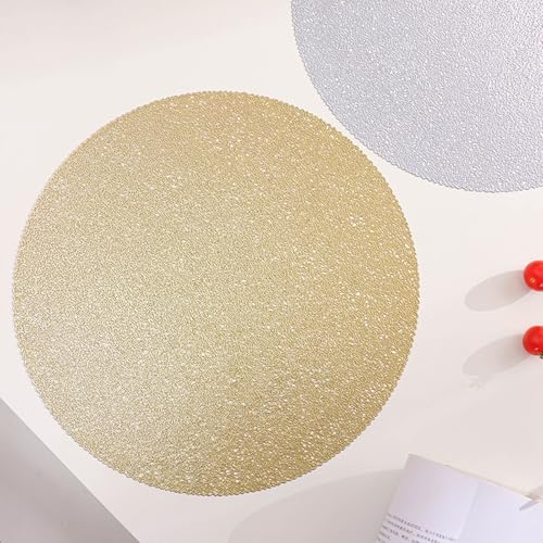 Set de Table Rond PVC Lavable au Design Rayé Doré Moderne Chic - 2