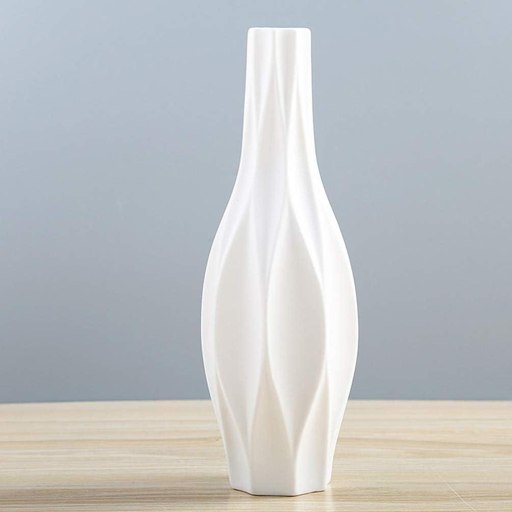 Ceramic Vases Simple Decorative Flower Vase for Home Office Living Room Wedding Party Dinning Table Decoration White Size L