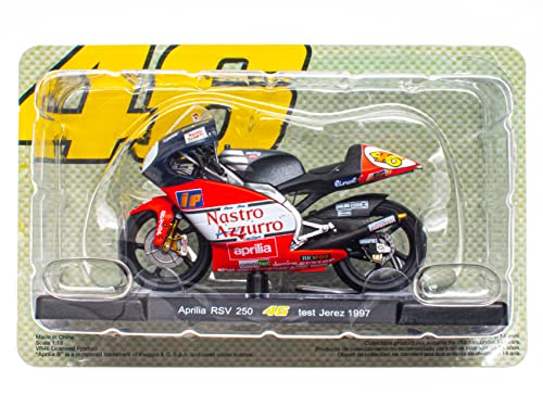 OPO 10 - Moto 1/18 de The Doctor Valentino Rossi #46, Reproduction Compatible avec Aprilia RSV 250 - Test Jerez 1997 - VR036