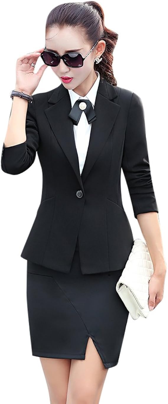 Amazon 3点セット スーツ ジャケット ｔシャツ スカート レディース ショート丈 フォーマル 大きい サイズ スカートスーツ 細身 シルエット スカートスーツセット きれいめ エレガント クールビズ 着痩せ カジュアル Xl ブラック ホワイトｔシャツ スカートスーツ