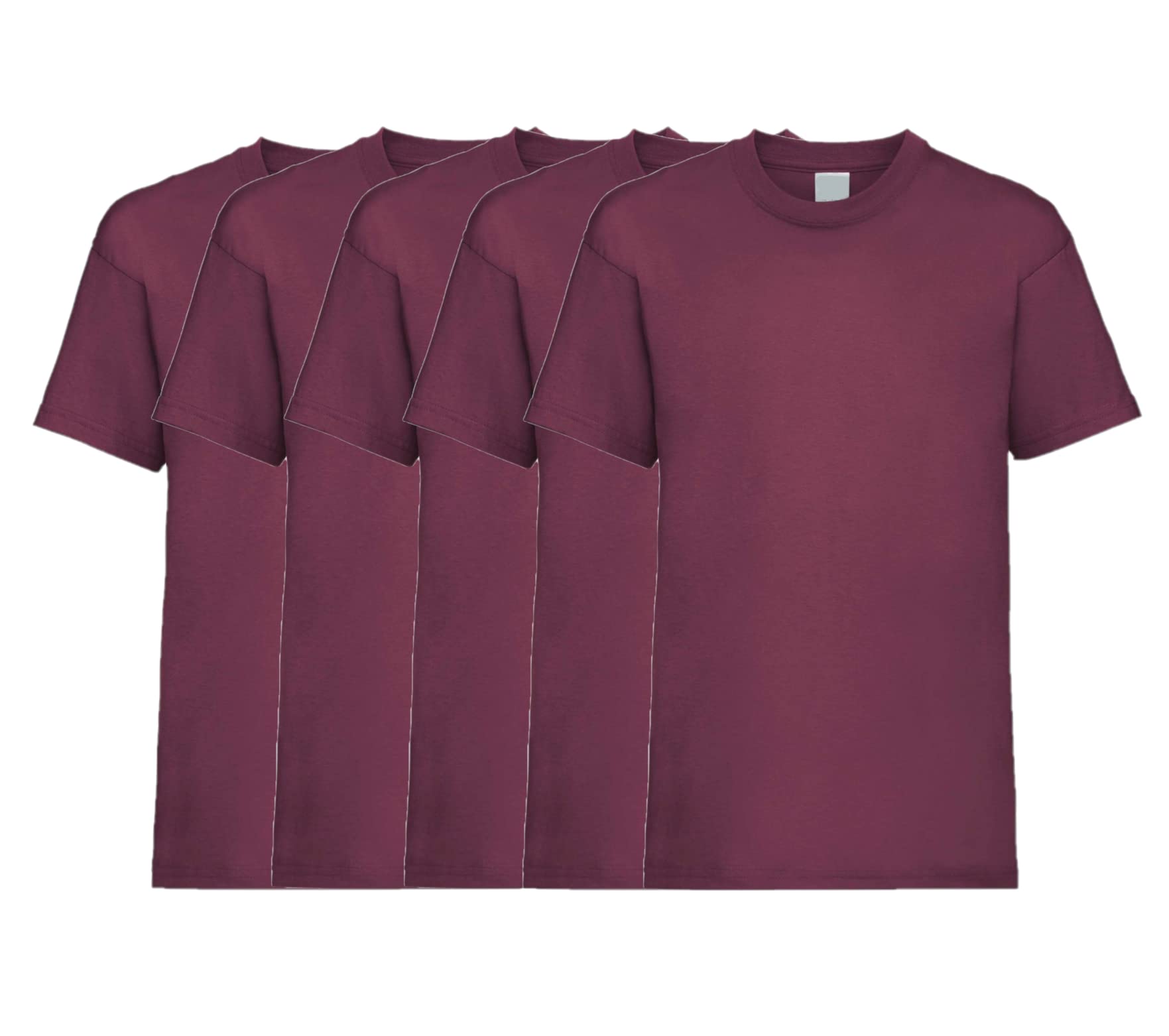 COOZO Unisex Kids Valueweight Pack of 5 Short Sleeve T-Shirts - Burgundy - 12-13 Years