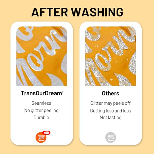 TransOurDream White Glitter HTV Heat Transfer Vinyl Roll for All Cutter Machines - 12'' x 15ft PU White Glitter Iron on Vinyl for T-Shirts - Thin and Easy to Weed - Image 6