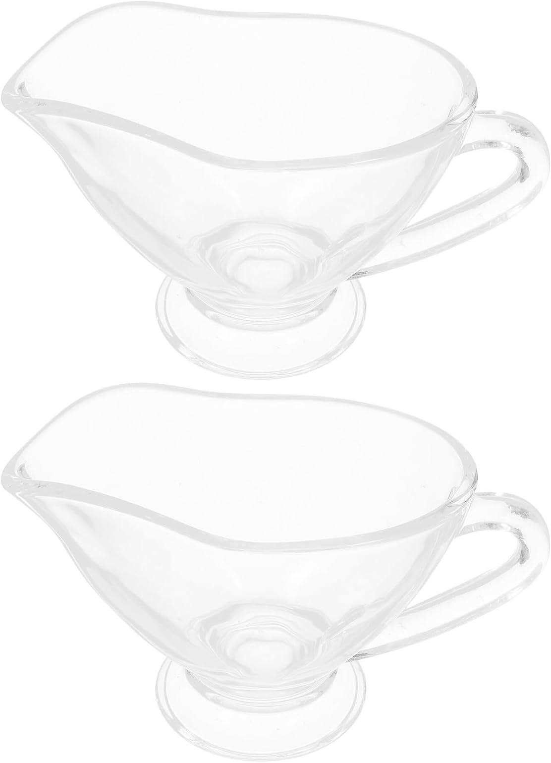 Mobestech 2pcs Glass Gravy Boats 215ml with Handle, Glass Sauce Pitchers for Steak and Dinner Condiments, Mini Gravy Containers for Dining and Entertaining