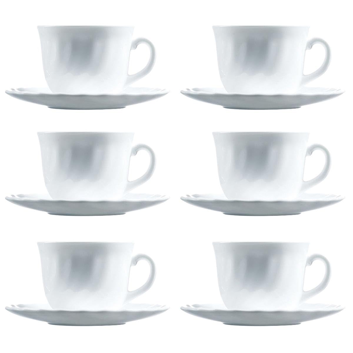 Lot De 6 Sous-Tasses En Verre Opale Blanc - 140 Mm - Résistantes Et Empilables - Arcoroc Hôtellerie