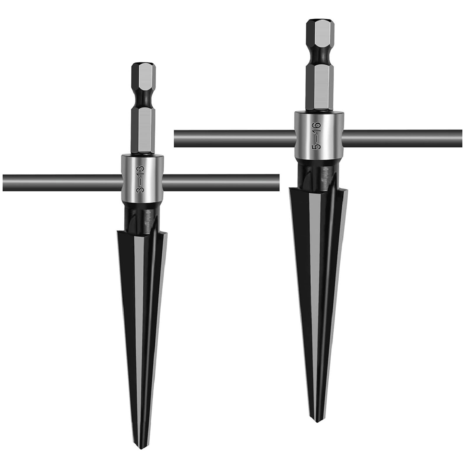 2Pcs T Handle Tapered Reamer 6 Fluted Chamfer Reaming Guitar Bridge Pin Hole Handle Tapered Reamers Woodworker Tool Wood Board