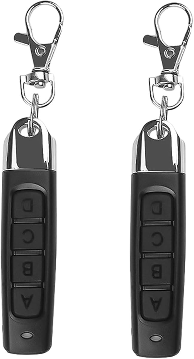 Universal Gate Opener Remote-433mhz Remote-Gate Control Remote - Cloning Remote Control Key Fob, 4 Buttons Universal Cloning Remote Control Key Fob 433mhz for Garage Door（2 Pack ）