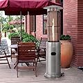 S AFSTAR 34,000 BTU Outdoor Patio Heater, Freestanding Propane Heater w/Wheels & Quartz Glass Tube, Safety Auto Shut Off, Fit to 20LBS Propane Tank, Stainless Steel Gas Space Heaters for Patio Garden