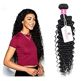 BEAUTY GRACE Deep Curly Wave Hair 1 Bundles 22inch 9A Brazilian Virgin Human Hair Deep Curly Hair Weave Natural Color(22