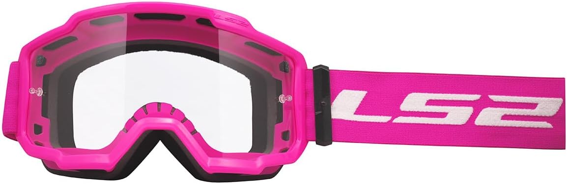 LS2 Helmets Charger Motorcycle OTG Goggle (Pink with Clear Lens)