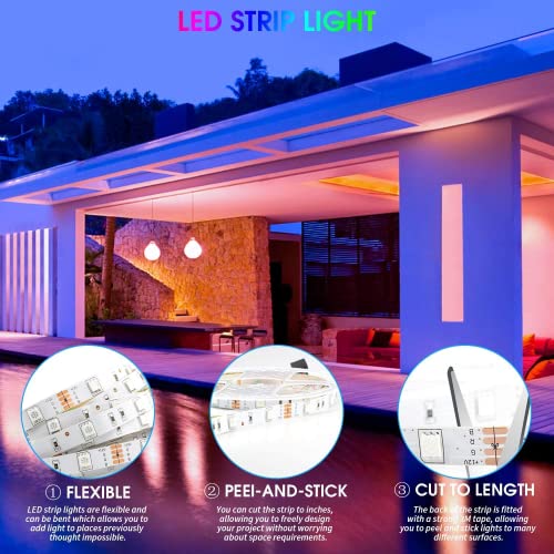 Ehomful 150Ft Led Strip Lights App Control Music Rgb 5050 Color Changing Smart Led Light Strip Kit With 44 Keys Remote, Led Lights For Bedroom,Room,Apartment,Kitchen,Party Decorations #TOP4