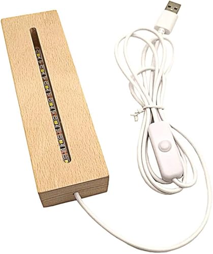 VOSAREA Base de luz LED base de luz base rectangular de madera LED base de exhibición de luz LED base de cristal acrílico lámpara de luz LED base