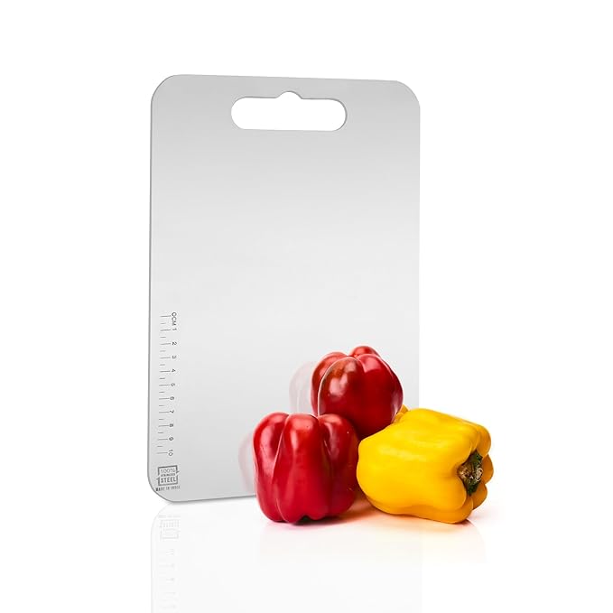 GLUN® Stainless Steel Chopping Board Reliable Metal Cutting Kitchen Tool with Heavy Duty Construction and Anti-Skid Surface for Enhanced Safety and Durability