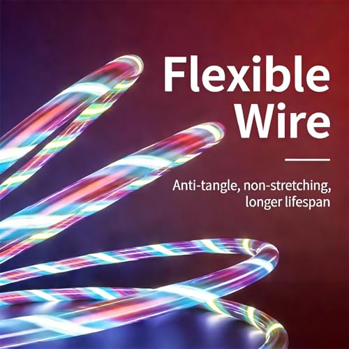 Image of 3-in-1 LED Colorful Flowing Light Fast Charging Cable 39-inch, Soft PVC USB Cable with Super Fast Charging, High-Speed Data Sync & Energy-Saving Light Effect, Compatible with Nearly All Devices.