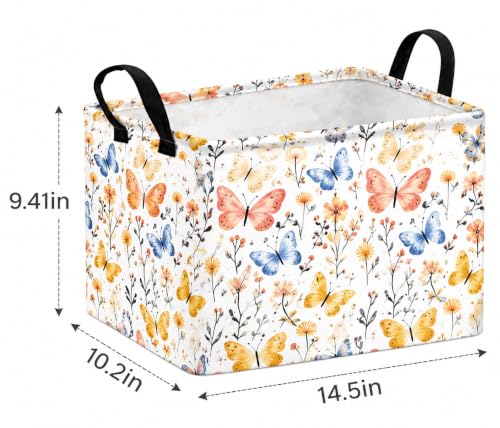 Image of Rectangle Storage Basket Fall Wildflower Decor Cute Bins for Girls