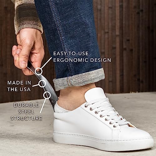 Cobbler's Choice Metal Shoe Horn - Made In The Usa - Designed For Comfort & Built For Durability! (8", Pewter) #TOP4