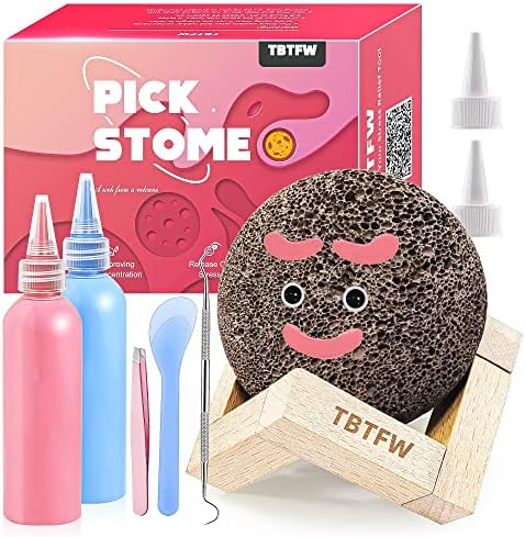 TBTFW 2PCS Pick and Peel Stone Kit, Pick Stone for Anxiety Relief, Picking Rock Round Stone DIY Pick Peel Calming Stone Reduce Stress (Blue+Red)