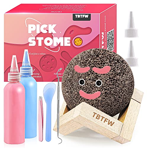 Tbtfw 2Pcs Pick And Peel Stone Kit, Pick Stone For Anxiety Relief, Picking Rock Round Stone Diy Pick Peel Calming Stone Reduce Stress (Blue+Red) #TOP1