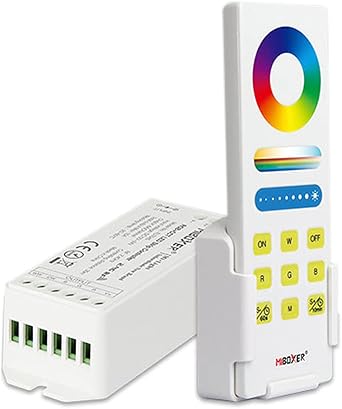 MiBoxer FUT043A+ 3-in-1 RGB & RGBW & RGB+CCT LED Controller Kit with 2.4GHz Wireless Remote Control, DC 12-24V, 16 Million Colors, Dimmable, Easy Mode Switching
