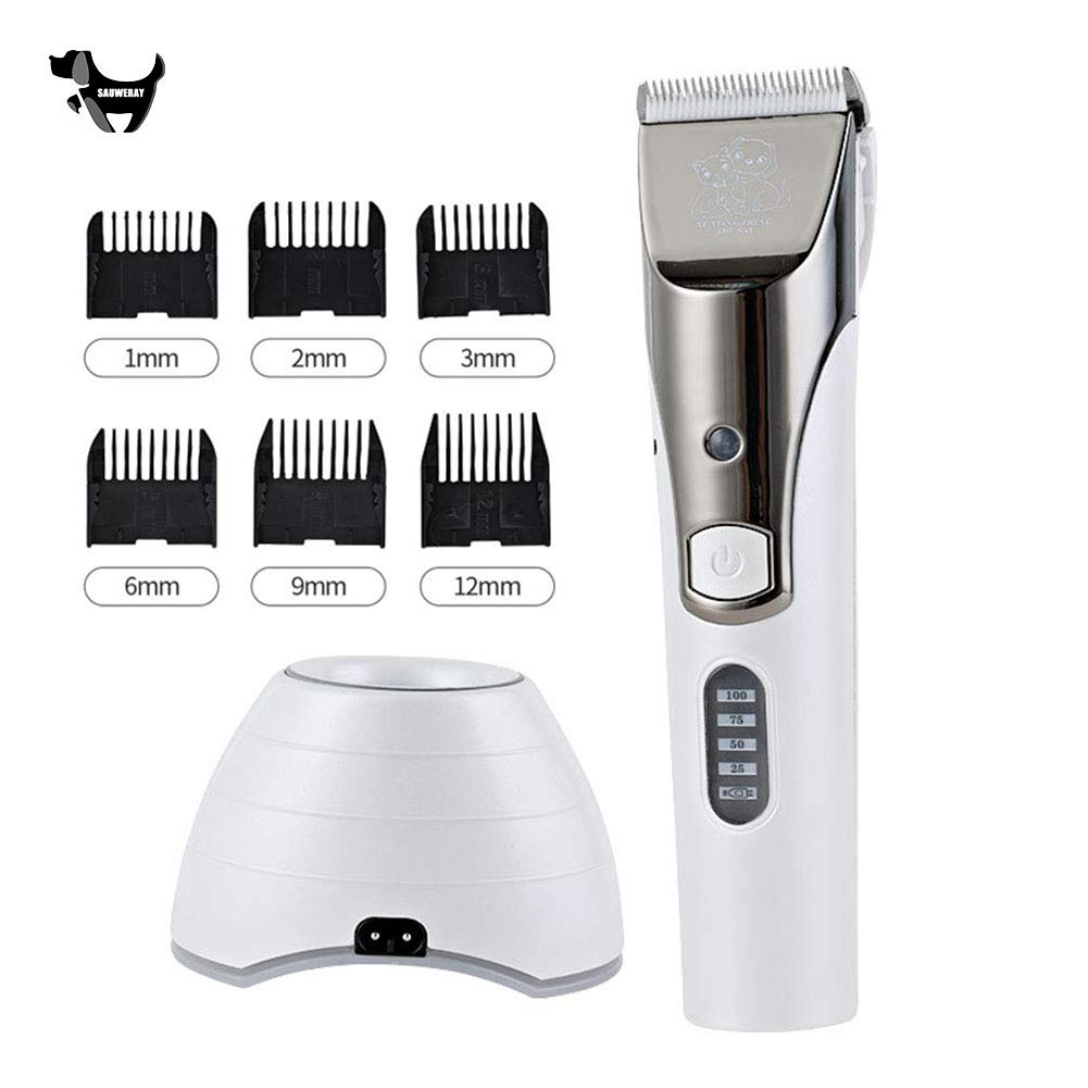 Tondeuse chien sans fil avec écran LCD et 6 sabots de guidage pour poils